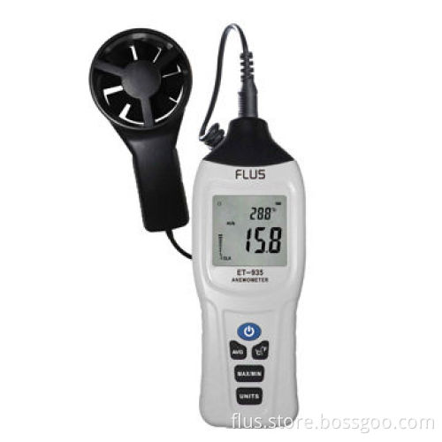CFM/CMM Anemometer with air temperature, air velocity and airflow measuring 0.5 to 30m/s